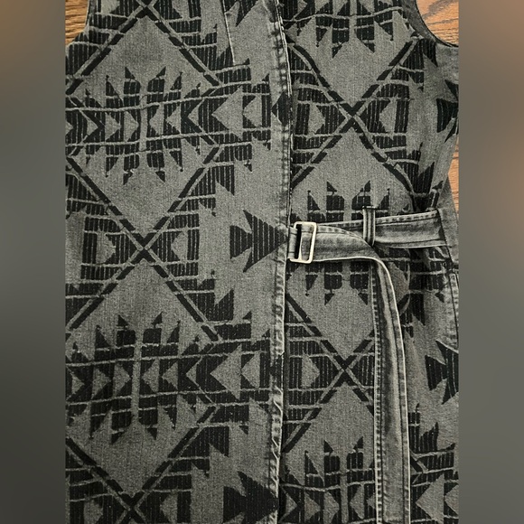 Free People Nordic Clash  Geometric Print Denim Wrap Vest.  Size Medium - Picture 7 of 12
